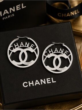 Silver Double C Hoop Earrings